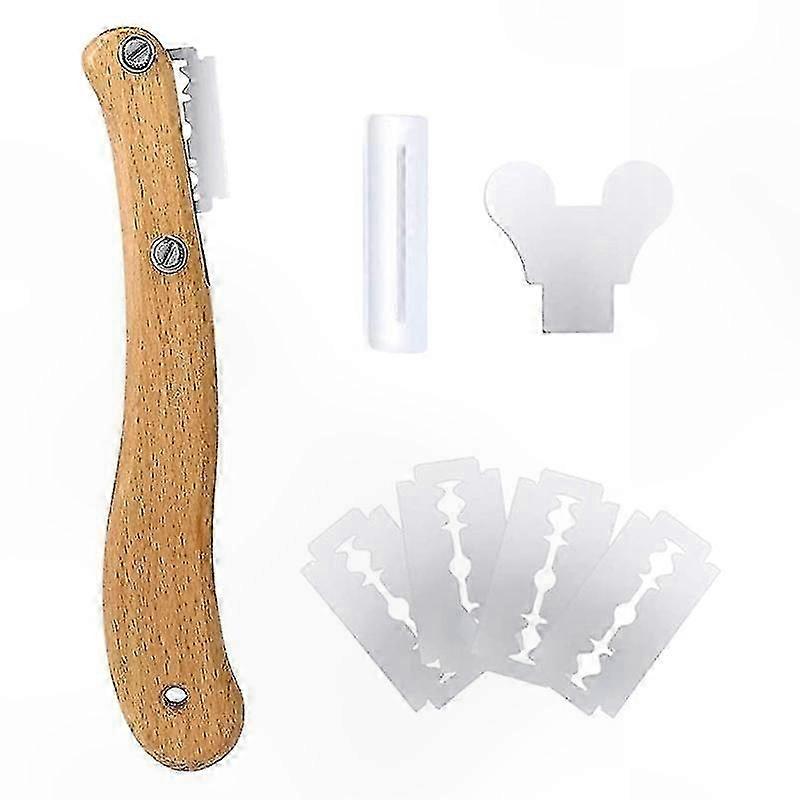 Wooden Handle Bread Lame Tool for Slicing and Slashing Dough, Baking Accessory for Artisan Bread and Cake Cutting