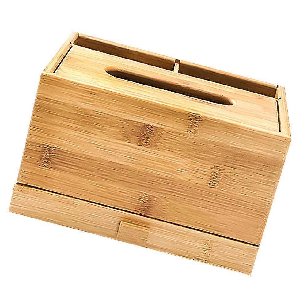 Beige Bamboo Tissue Box Storage Box for Storage Use Multipurpose