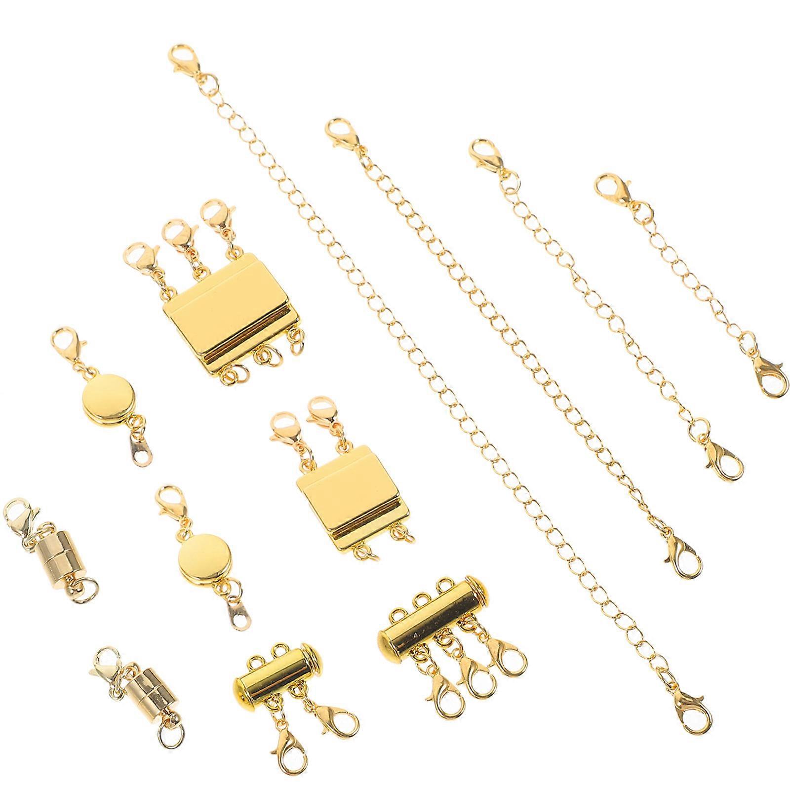 Jewelry Clasp Necklace Extenders Diy Projects Alloy Golden Clasp Secure Fastening Chain Extension 1 Set