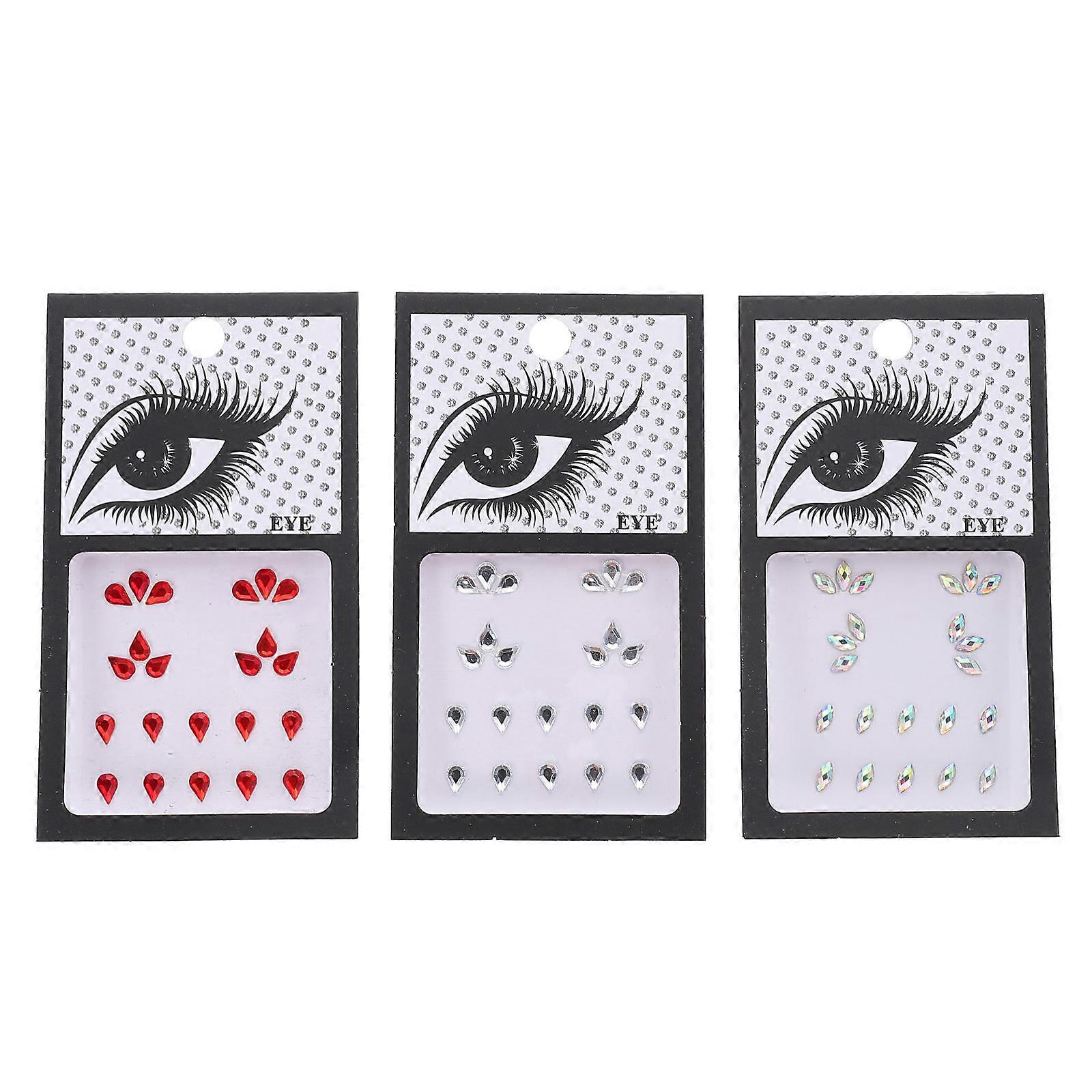 Assorted -Adhesive Face Gems Stickers for Decor 3Sets