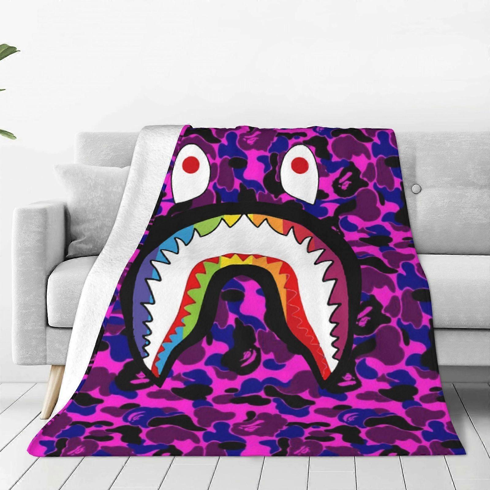 v305 Camouflage Bape Shark Flannel Blanket 3d Printing Anime Throw Blanket Unisex Super Soft Plush Blanket For Bedding Sofa 40X30"" hy305