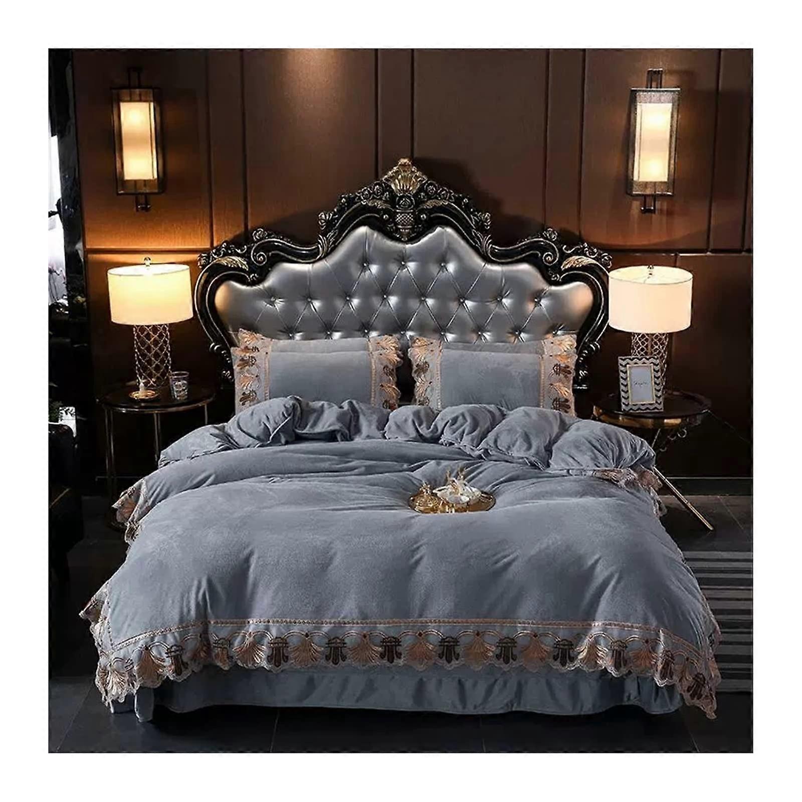 European Style Bed Sheet Set 4Piece, Winter Thick Crystal Fleece, Coral Fleece Quilt Cover, Double Size Bedding Set