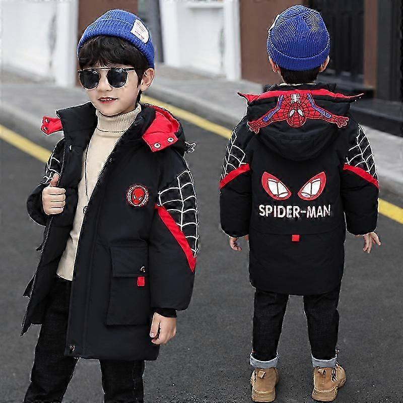 Ny Vinter Spider-man Hooded Jacka Barn Vinter Varm Kappa Bomull Vadderade Kläder Pojkar - DSW