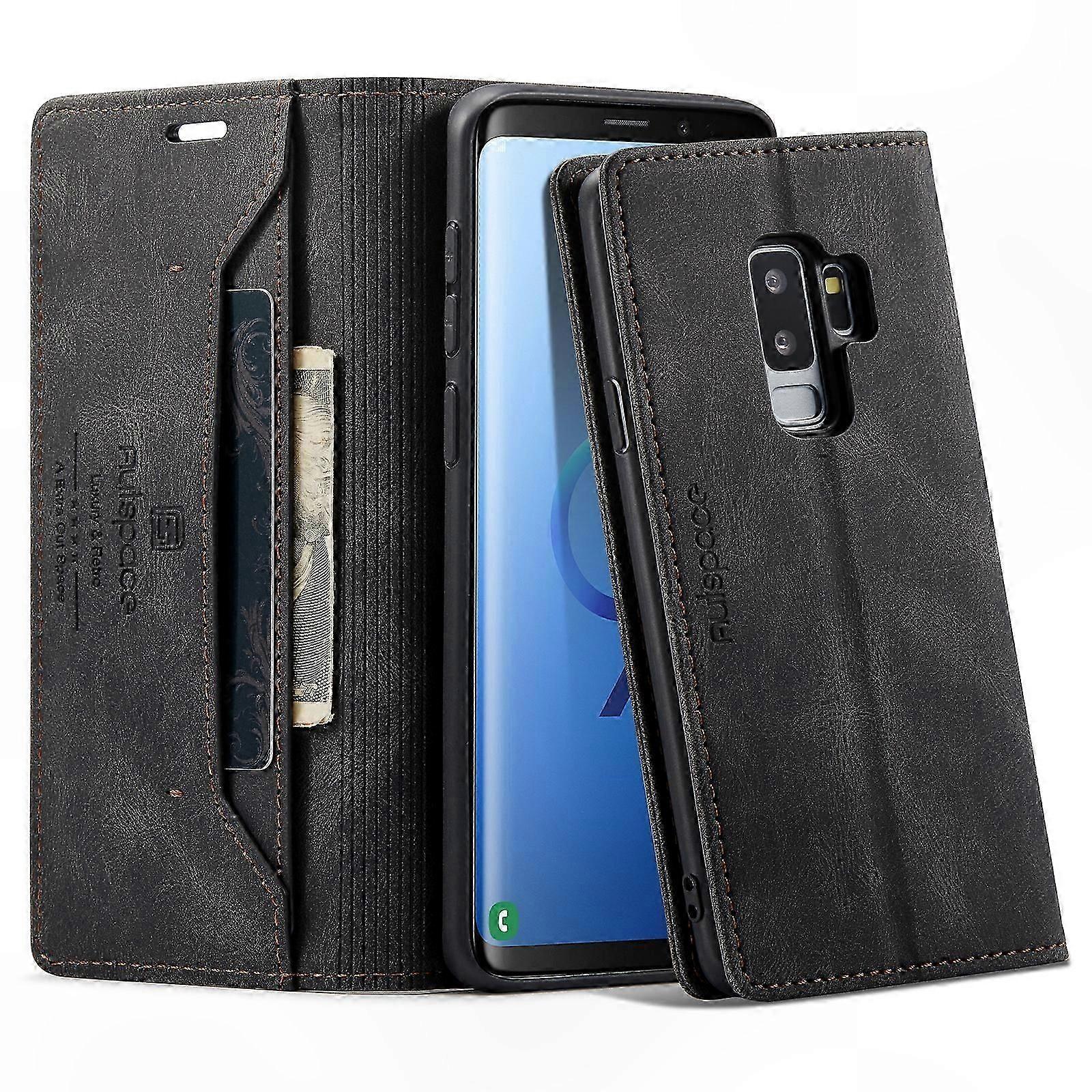 Leather Wallet Case with RFID Card Holder and Stand Function for Galaxy S9 Plus