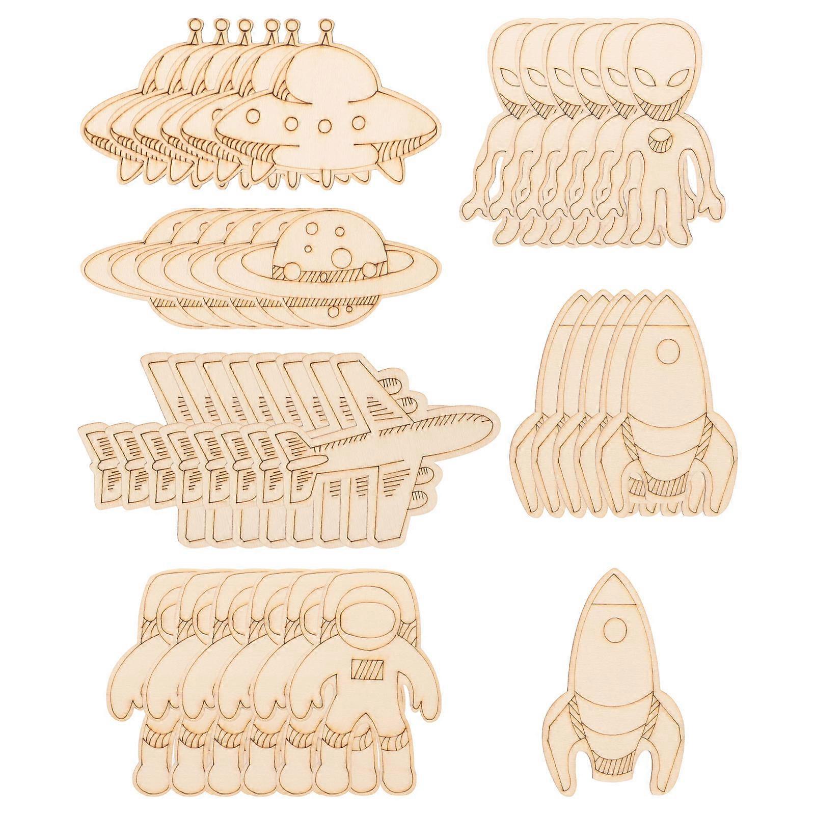 DIY Wood Crafts Outer Space Wooden Cutouts for 96Pcs Set