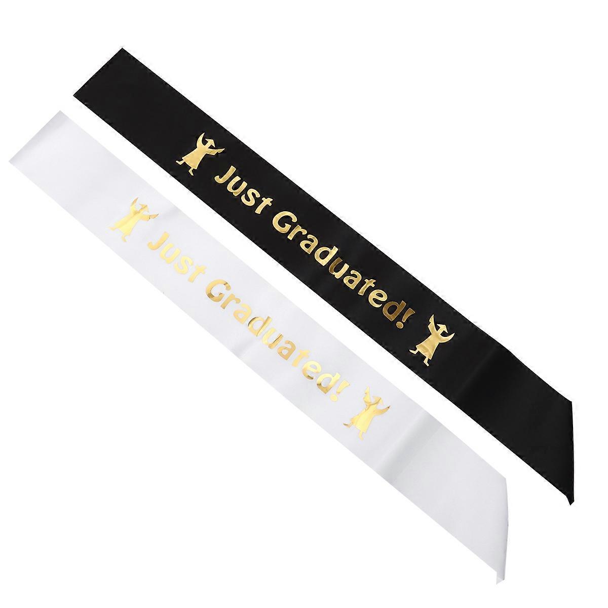 Graduation Etiquette Band for Party with 2Pcs Just Graduated Decorative Sashes