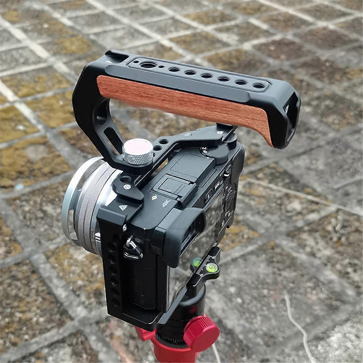 Universal Camera Top Handle Grip with Cold Shoe 3/8 1/4 Screw Hole for DSLR Camera Cage Vlog