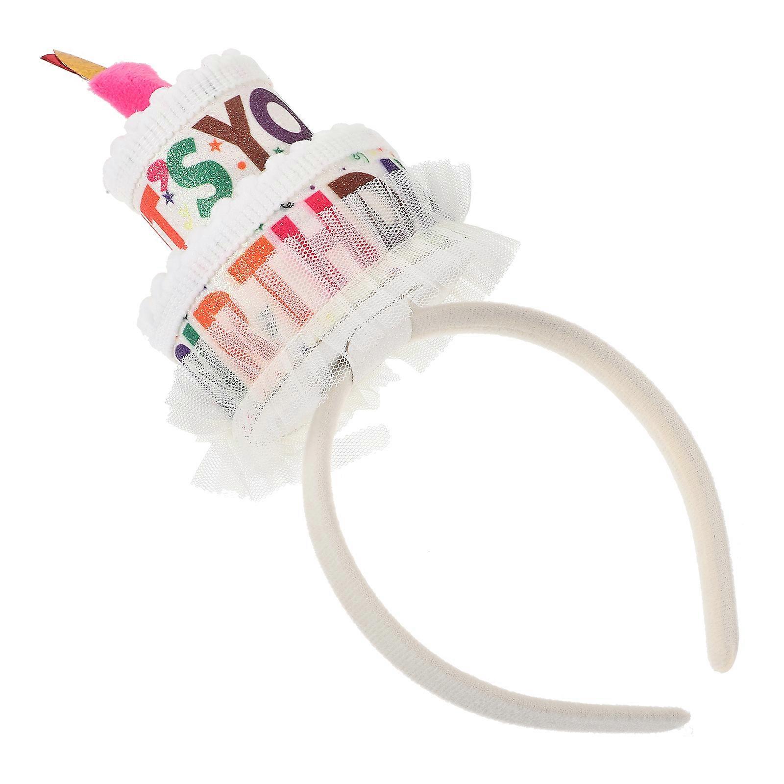 Birthday Cake Shaped Headband Party Accessory Multi Plastic Mesh Fabric Function 1Set