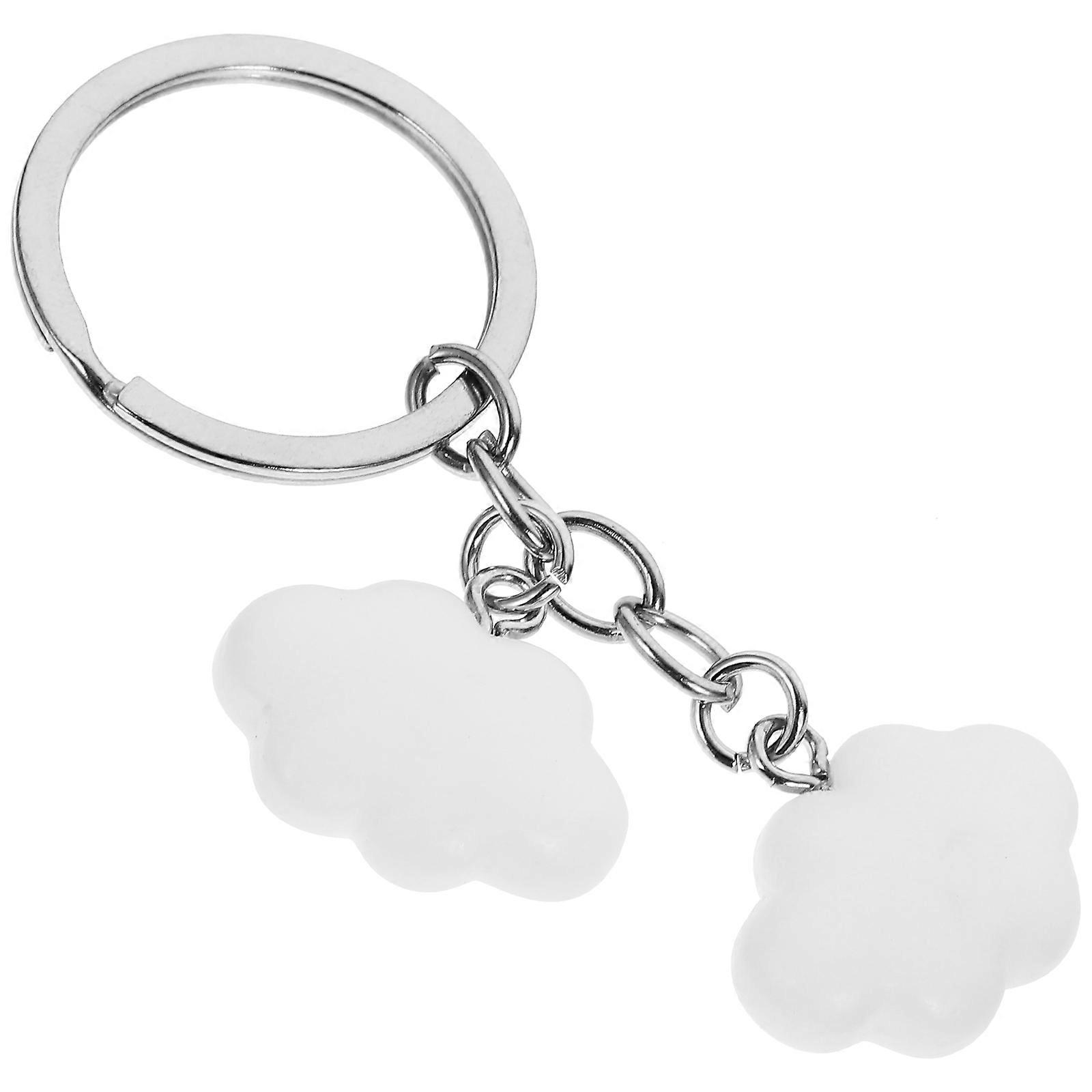 Cloud Key Chain Metal Keyring for Backpack Hanging 2Pcs Silver Decoration