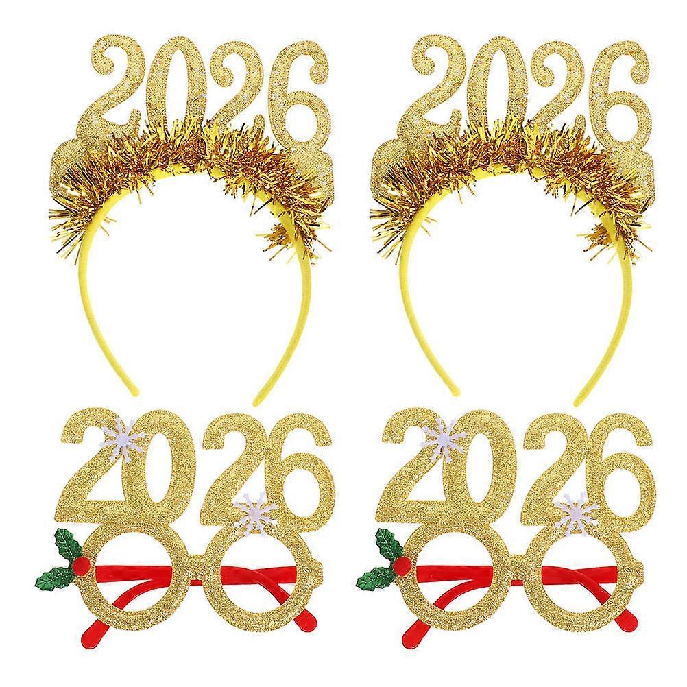 Golden Happy New Year Headbands Fabric Item for 8Pcs Party Decoration