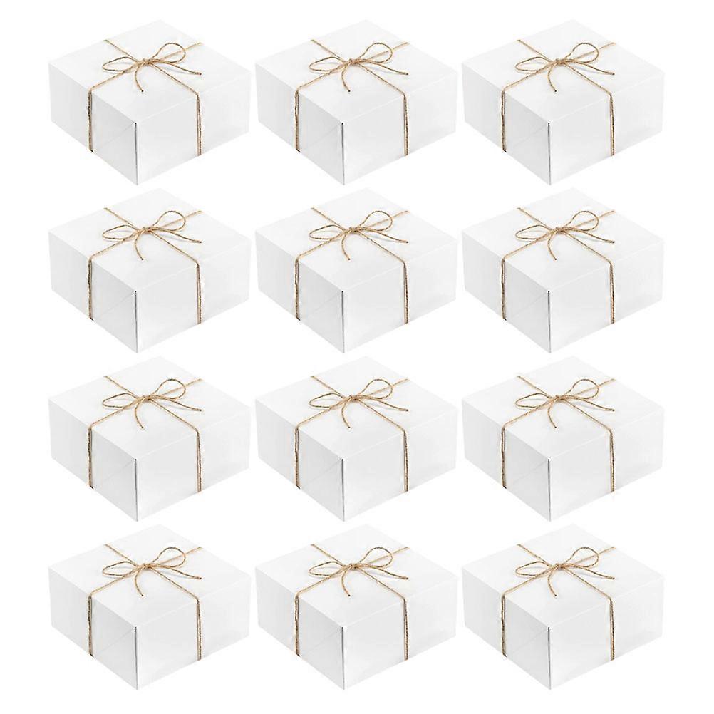 Gift Boxes White Paper Gift Box for Storage 48Pcs with Hemp Rope