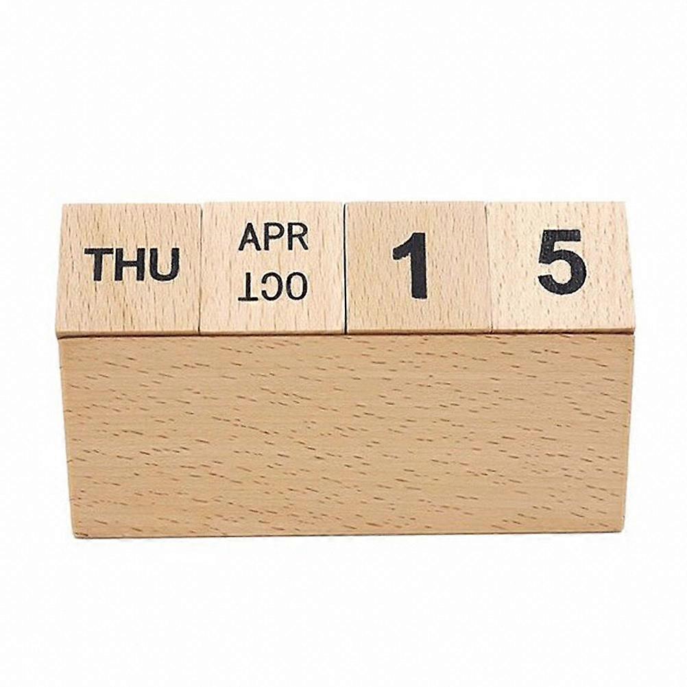Desk Calendar Manual Calendar for Table Decoration 3Pcs Wooden Craft Set