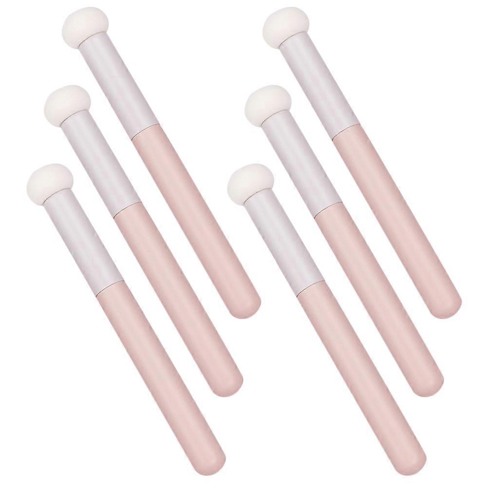 12 Pcs Round Head Makeup Concealer Brush For Beginners Family Use Practical Sponge Wood Color Pink Applying Nose Shadow