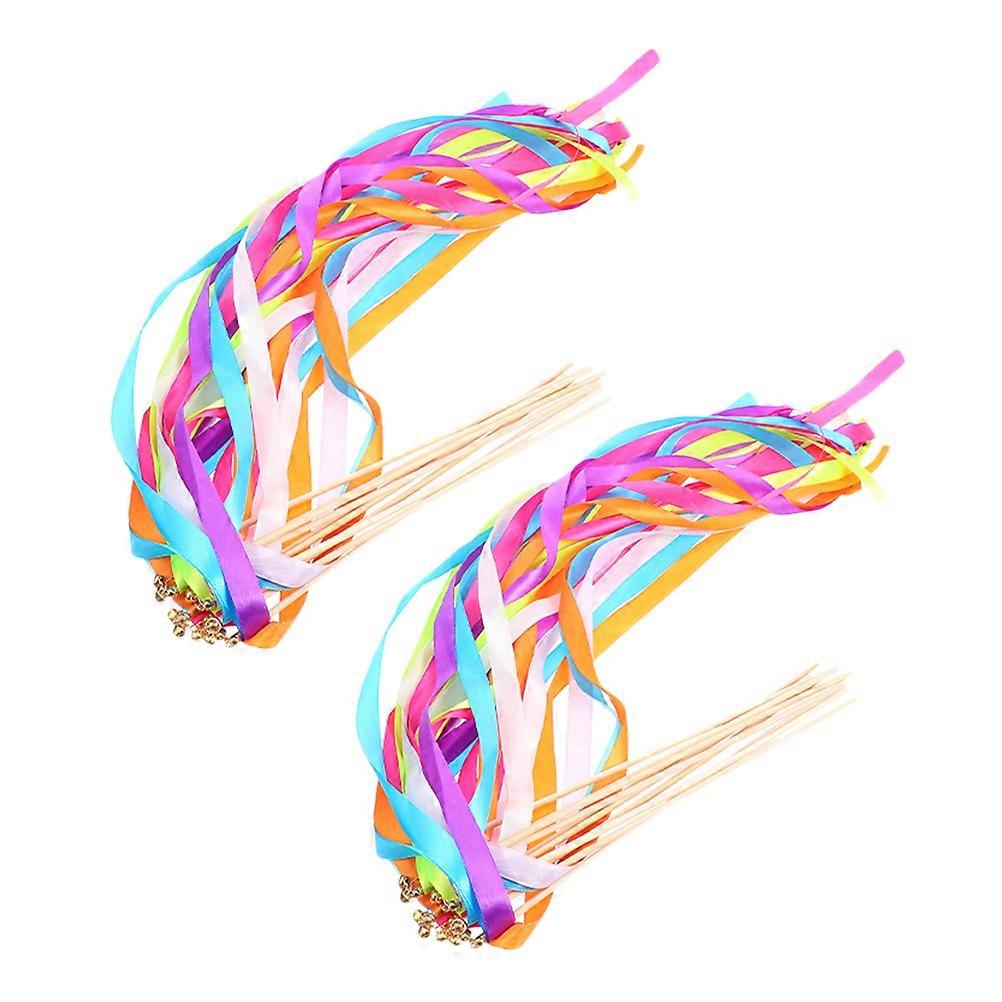 Multi Color Wedding Ribbon Sticks for Decorative Use 40Pcs Fairy Wands