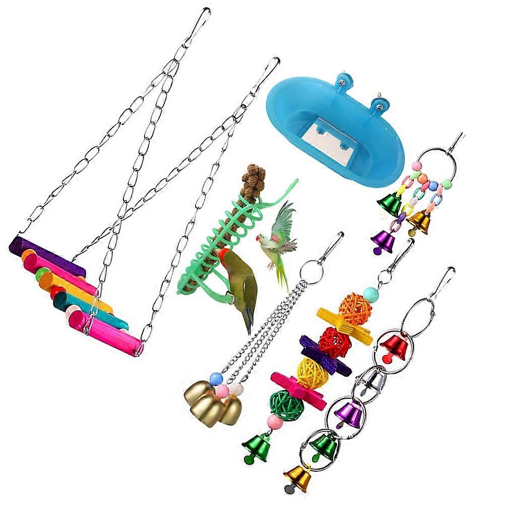 Hanging Bird Toys 3 Sets 7 Pcs Swing Style Parrot Pendant For Balcony Garden Climbing Fun Assorted Color