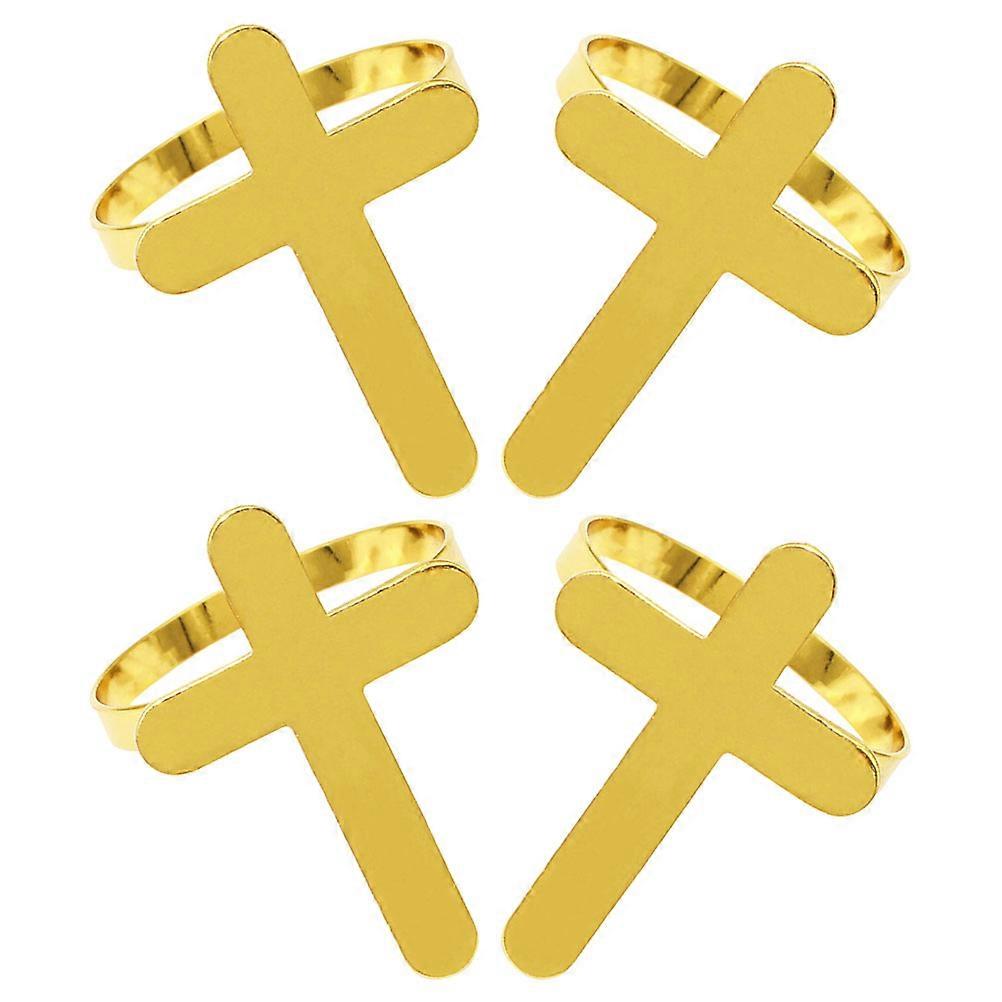 Alloy Cross Napkin Rings for Dining Table Use 8Pcs Golden Napkin Holders