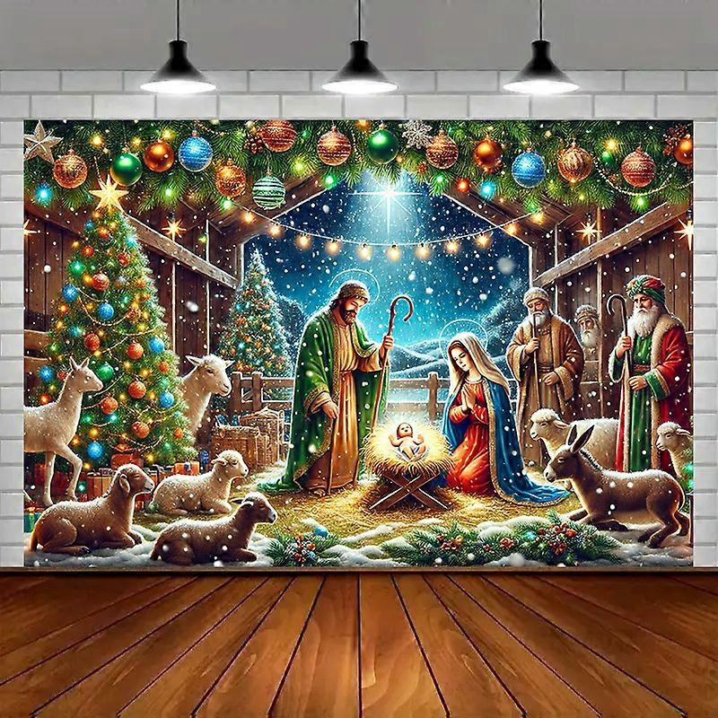 1 2D background banner, religious theme polyester photography fabric for the Nativity scene - suitable for parties and homes