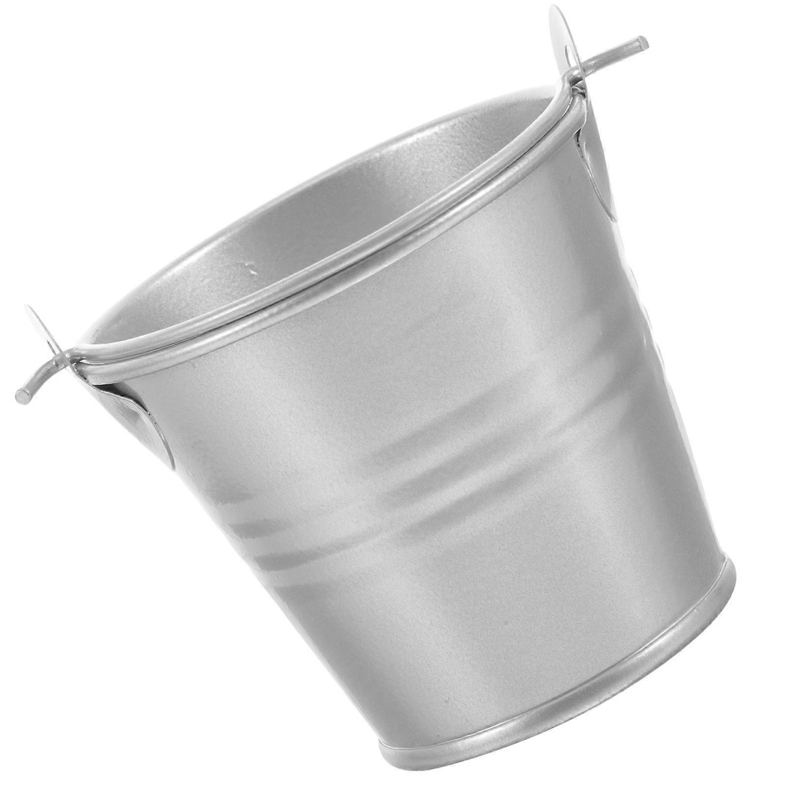 Silver Iron Flower Bucket for Storage 3Pcs Multi-Functional Small Buckets