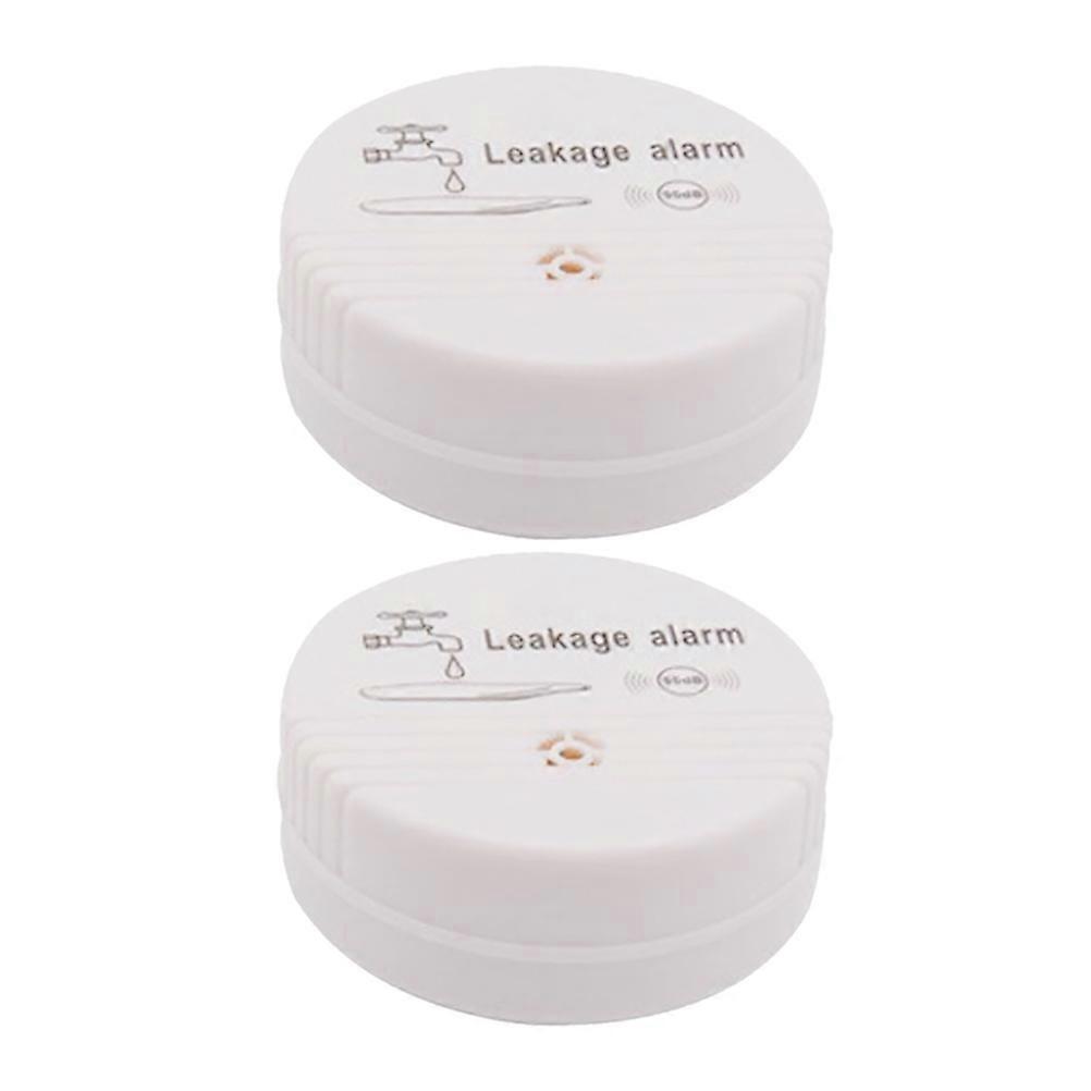 Water Leak Sensor Alarm Battery Operated for Bathroom 2Pcs White ABS Detector
