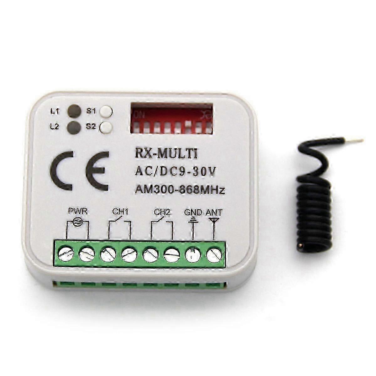 Fixed/Rolling Code Garage Door Receiver 433MHz 2 Channel Wireless 26s