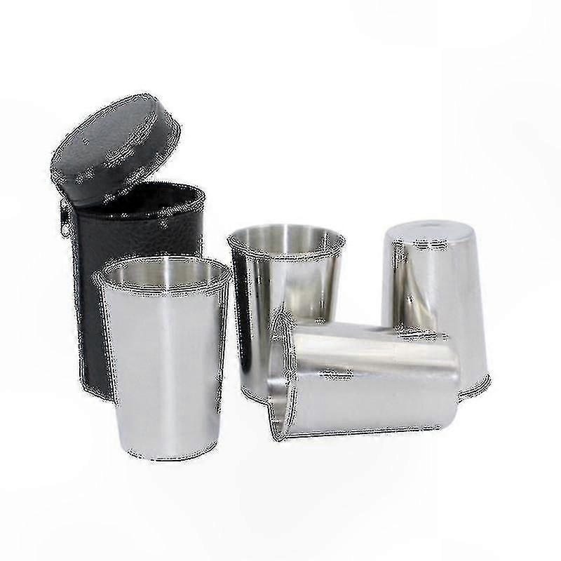 150ml الفولاذ المقاوم للصدأ 4PCS في الهواء الطلق النبيذ الزجاج مع كوب حقيبة المحمولة أكواب قابلة للتكديس