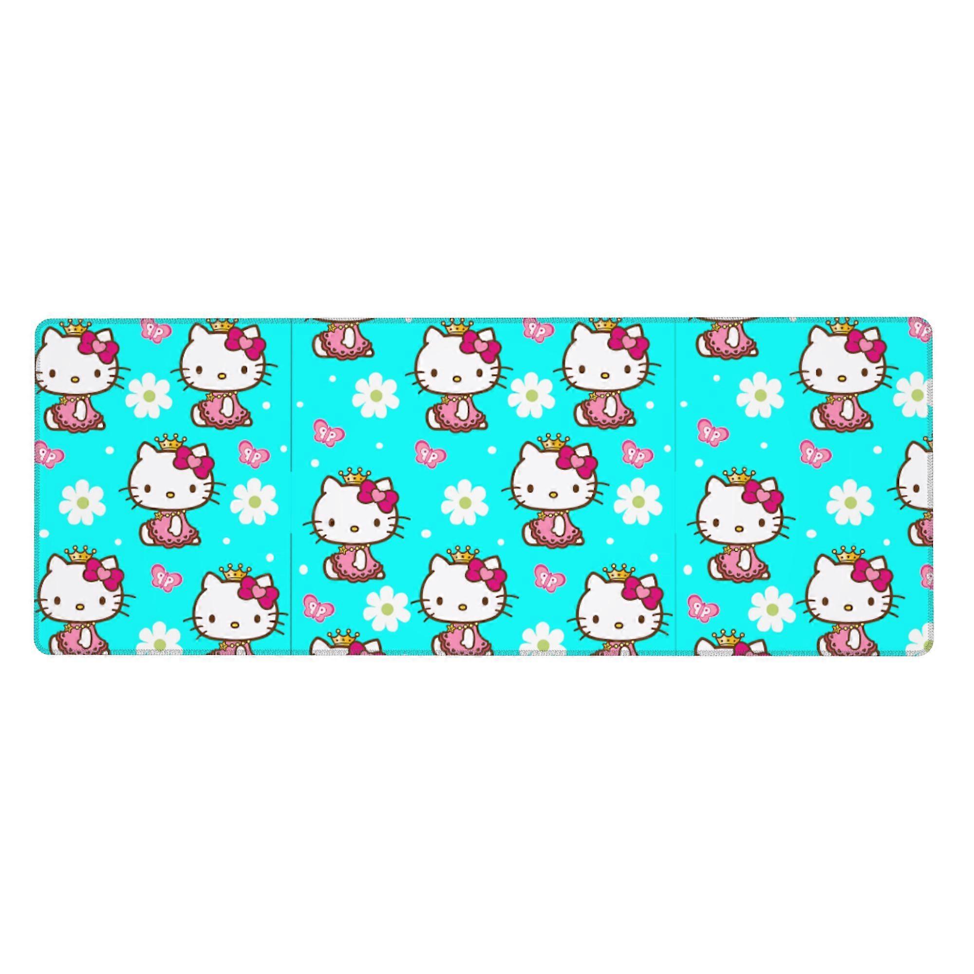 Hello Kitty Extra Large Rubber Keyboard Pad Square Waterproof Desk Pad Suitable for Desktop Decoration Desk Accessories 12x31.5in (Horizontal)