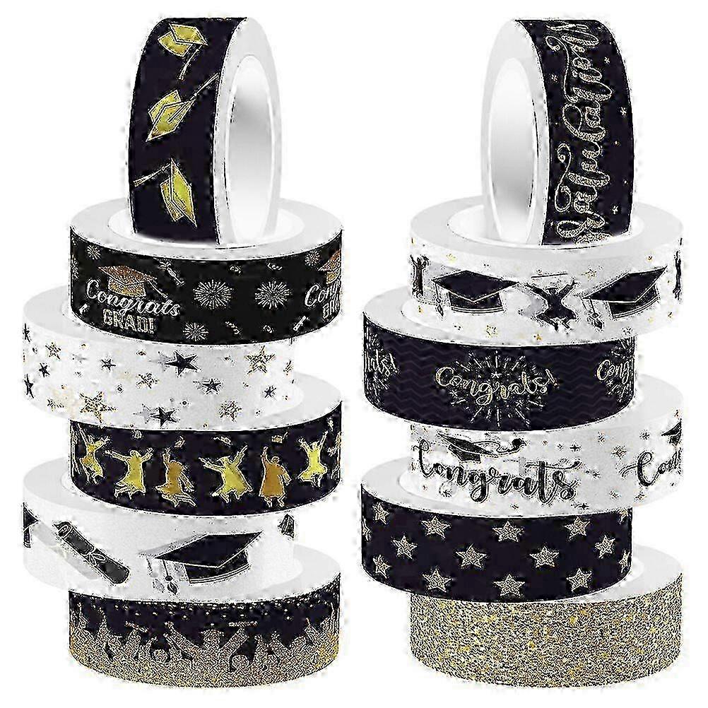 DIY Diary Decorative Tapes - 12 Rolls of Multi-functional Washi Tapes for Graduation Craft Projects nc-u7
