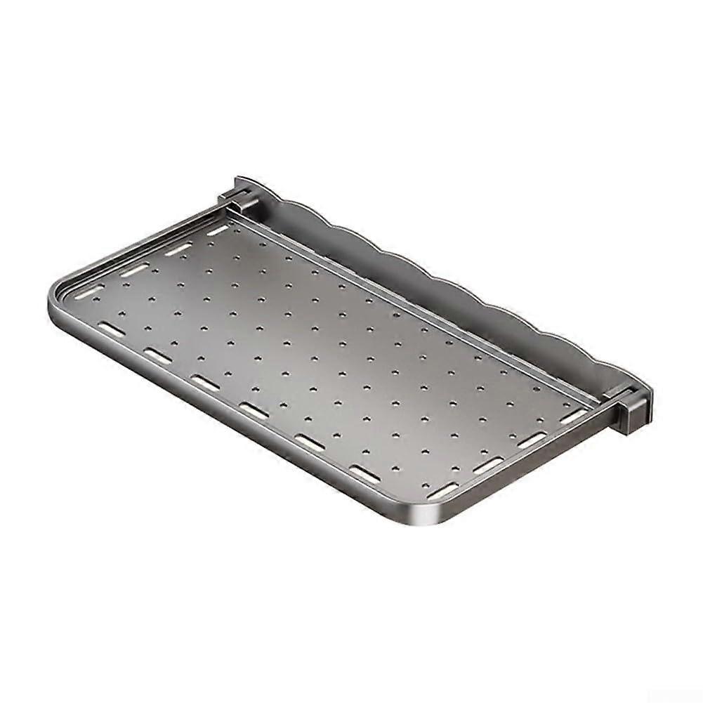 Bathroom Storage Rack Foldable Aluminum Wall Shelf, SpaceSaving Shower Organizer With Hooks, Gray, RV Kitchen Laundry