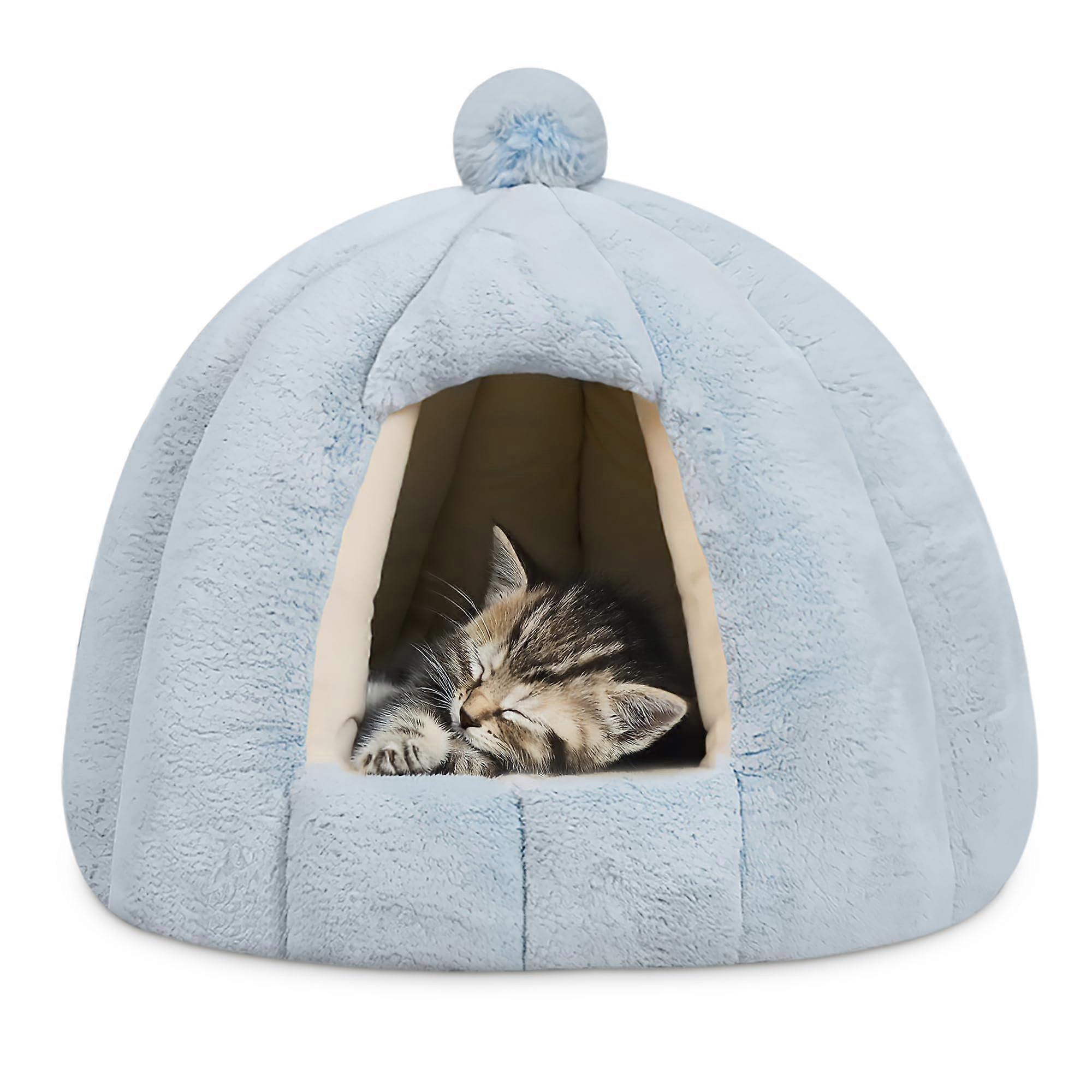 Dog Cave Bed Indoor Igloo Style With Removable Washable Cushion Cat Nest For Small And Medium Pets