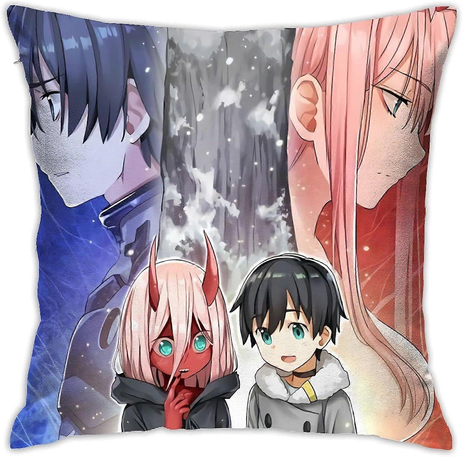 y1215 Franxxアニメ枕のダーリン両面スタイリッシュな印刷スロー枕カバーSoft枕カバー寝室ソファ装飾クッションカバー18 "18"