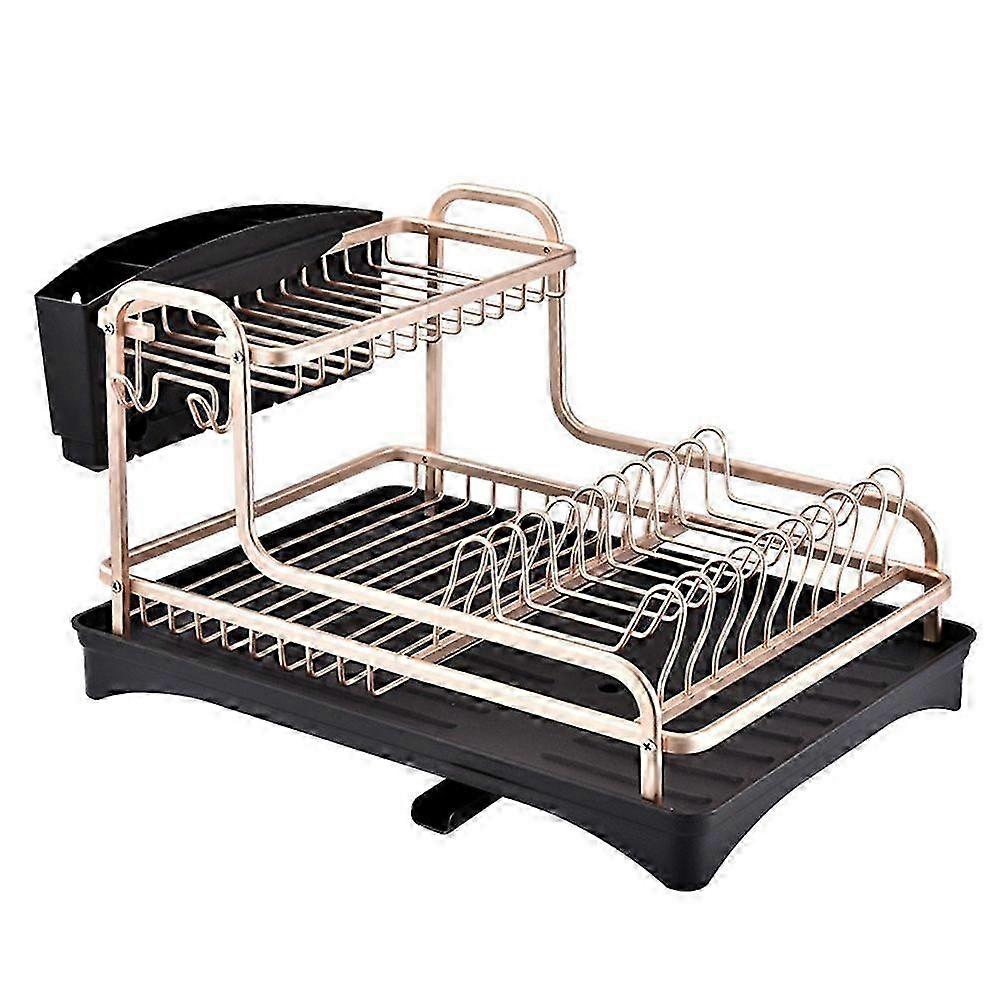 Kitchen Rack Dish Drainer Double-layer Design Gold 39x29cm Suitable For Homeowners 1set