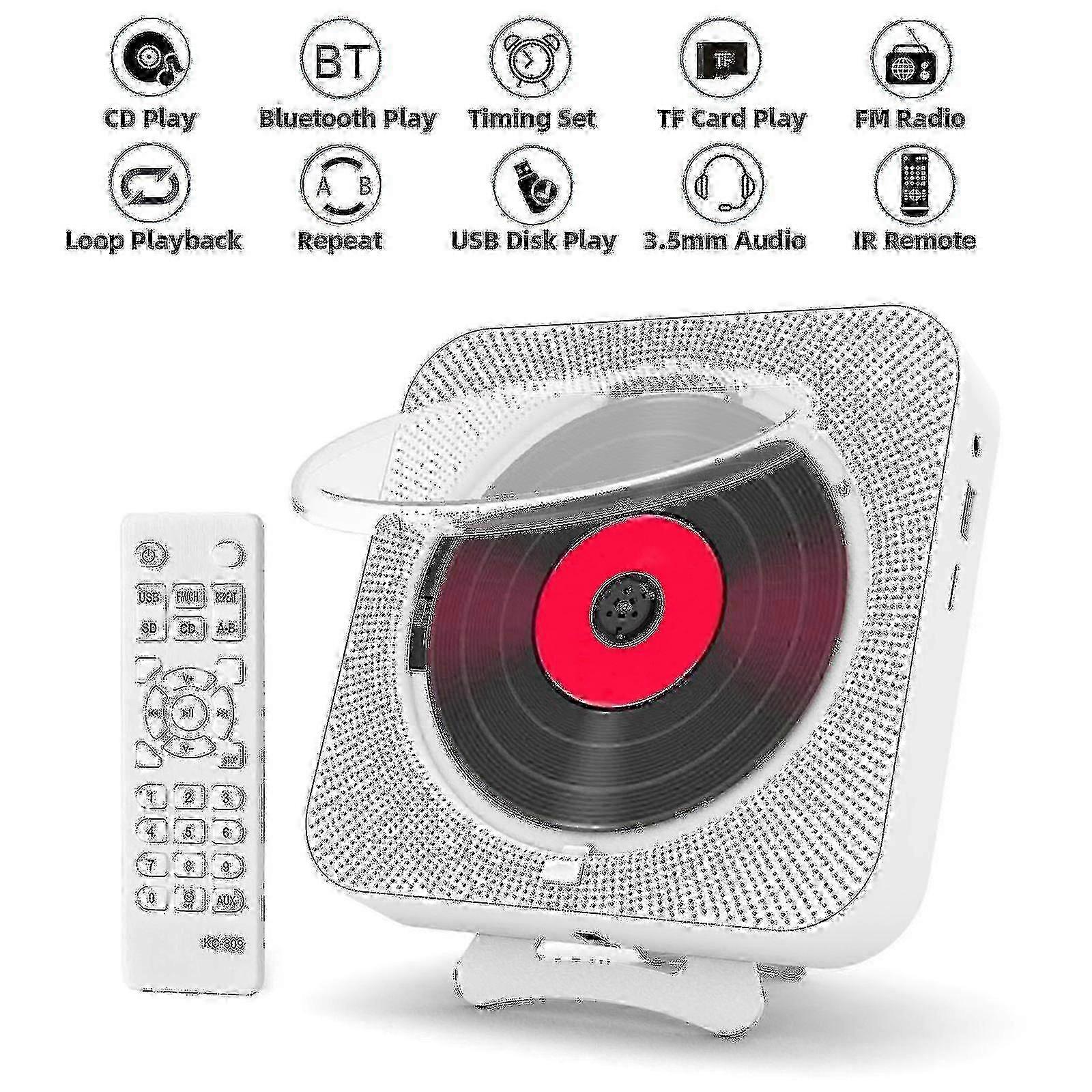 Portable Cd Player Bluetooth Speakers Stereo Cd Player Led Screen Wall Mounted Cd Music Player With Ir Remote Fm Radio