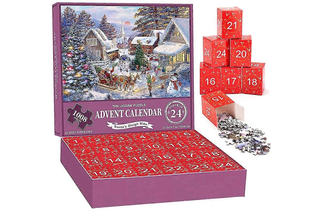 Christmas Advent Calendar 1008 Pieces Jigsaw Puzzles 24 Box