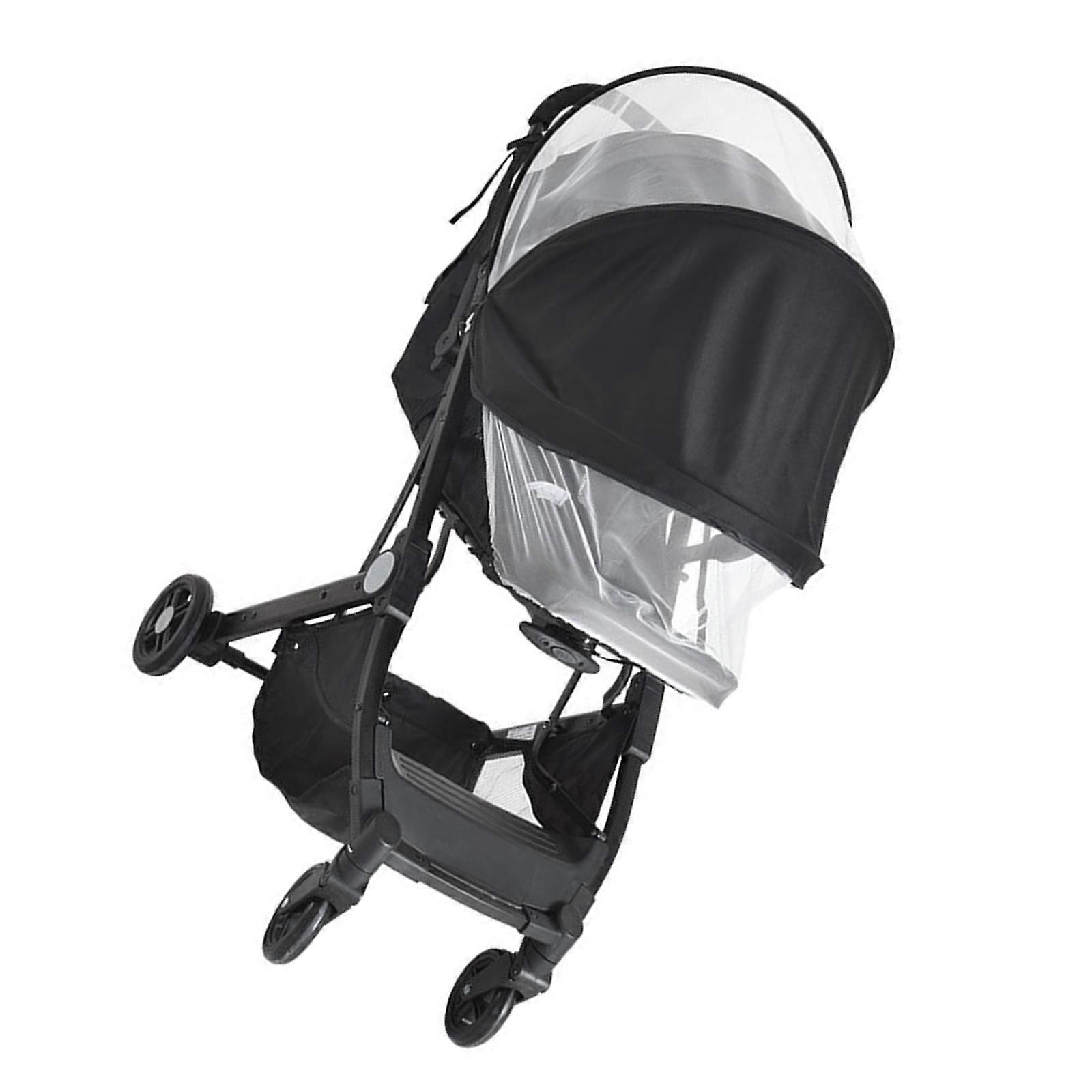Breathable Baby Fly Net Sunshade Canopy Large Inner Space for Strollers Toddler Pram Cart Privacy Cover  Black and white
