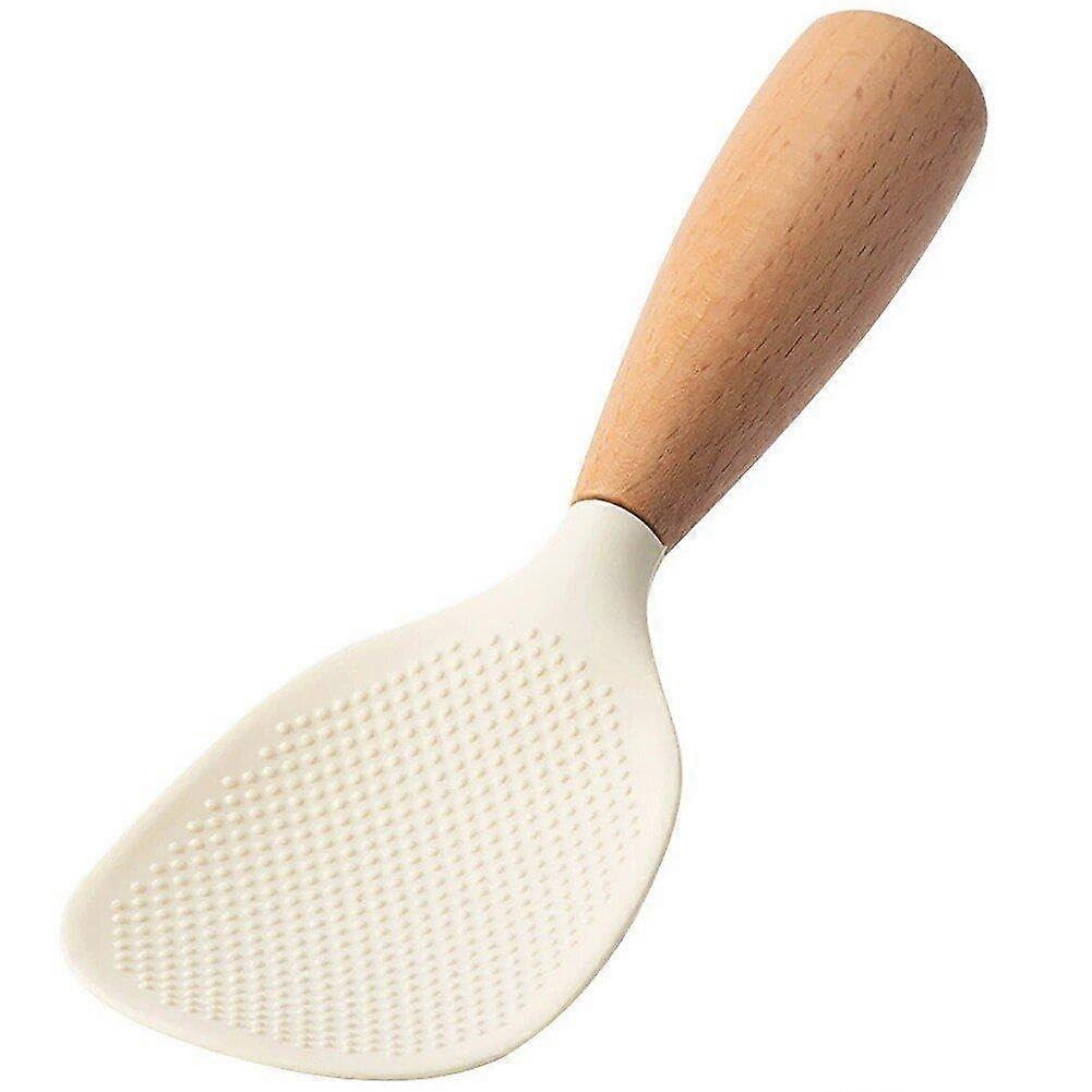 Vertical Rice Paddle Silicone Rice Spoon Nonstick Spatula With Wood Handle For Sushi Rice Mashed Potatoes
