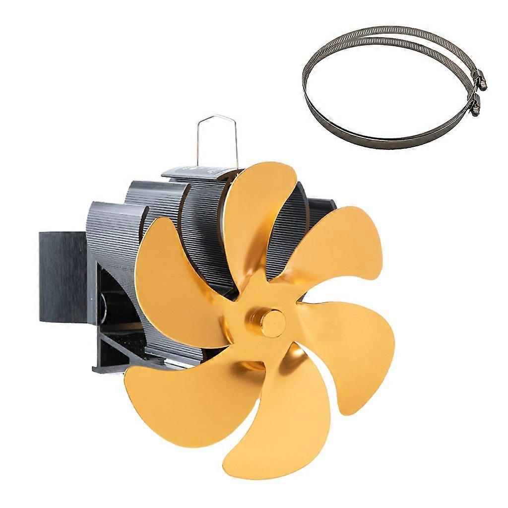 مروحة موقد تعمل بالطاقة الحرارية ذات 6 شفرات لسجل الخشب صديقة للبيئة تدفق هواء أكبر