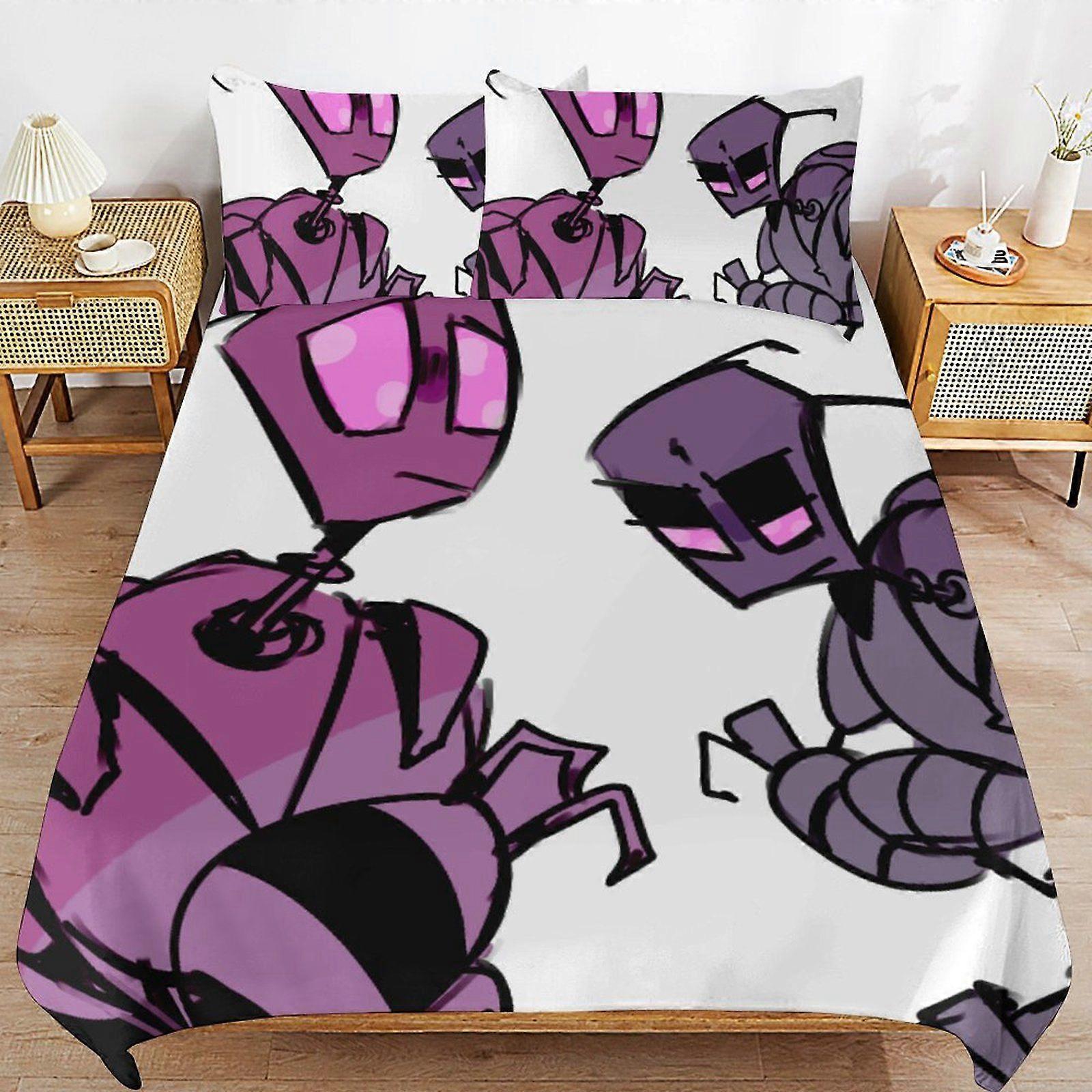 i404 Invader Zim Bedding Solution Soft Texture Smooth Finish Cozy Zipper Duvet Cover Sets for Family Sleep x404