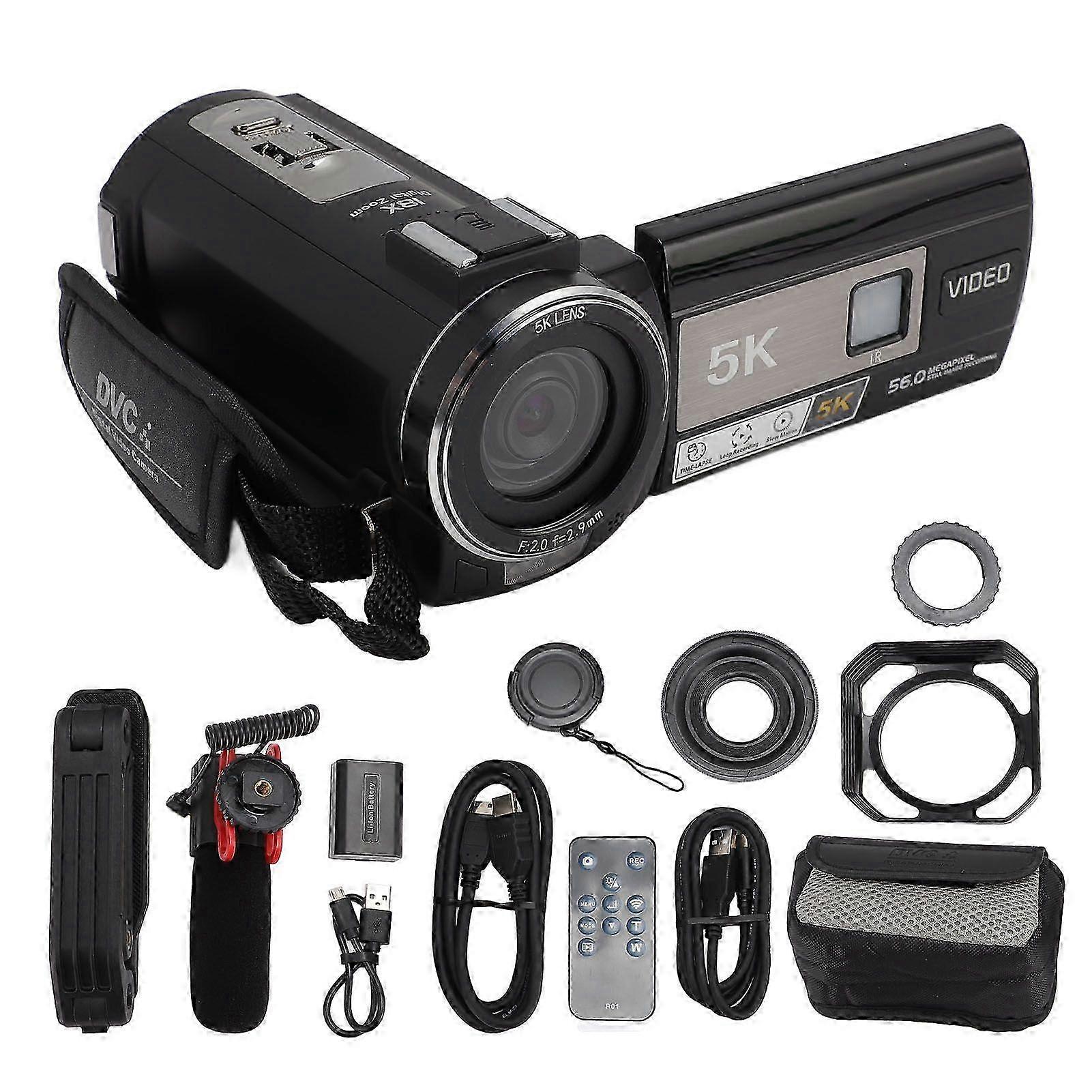 56MP DV Digital Camera 5K WIFI 3in Touch Screen 18X Zoom Anti Shake Loop Recording Handheld Video Camcorder
