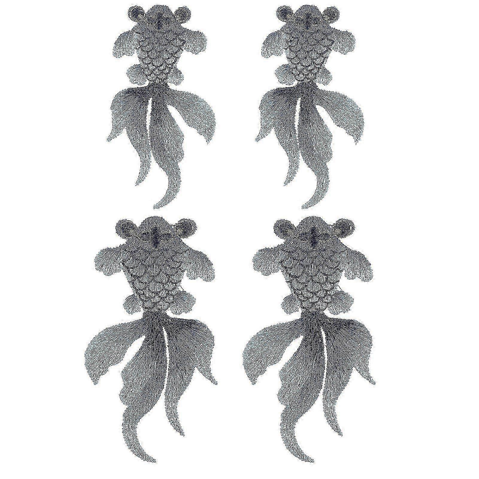 4pcs Embroidered Patches Goldfish Design Clothes Patches DIY Clothes Decor