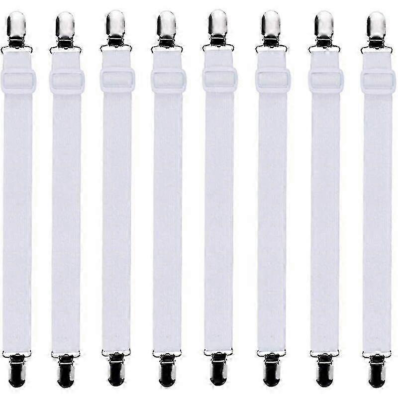 -8 قطع (30 سم إلى 120 سم) شداد ملاءة سرير مطاطية قابلة للتعديل ، شدادات قابلة للتعديل ، مناسبة لجميع الأسرة والمراتب ، أبيض