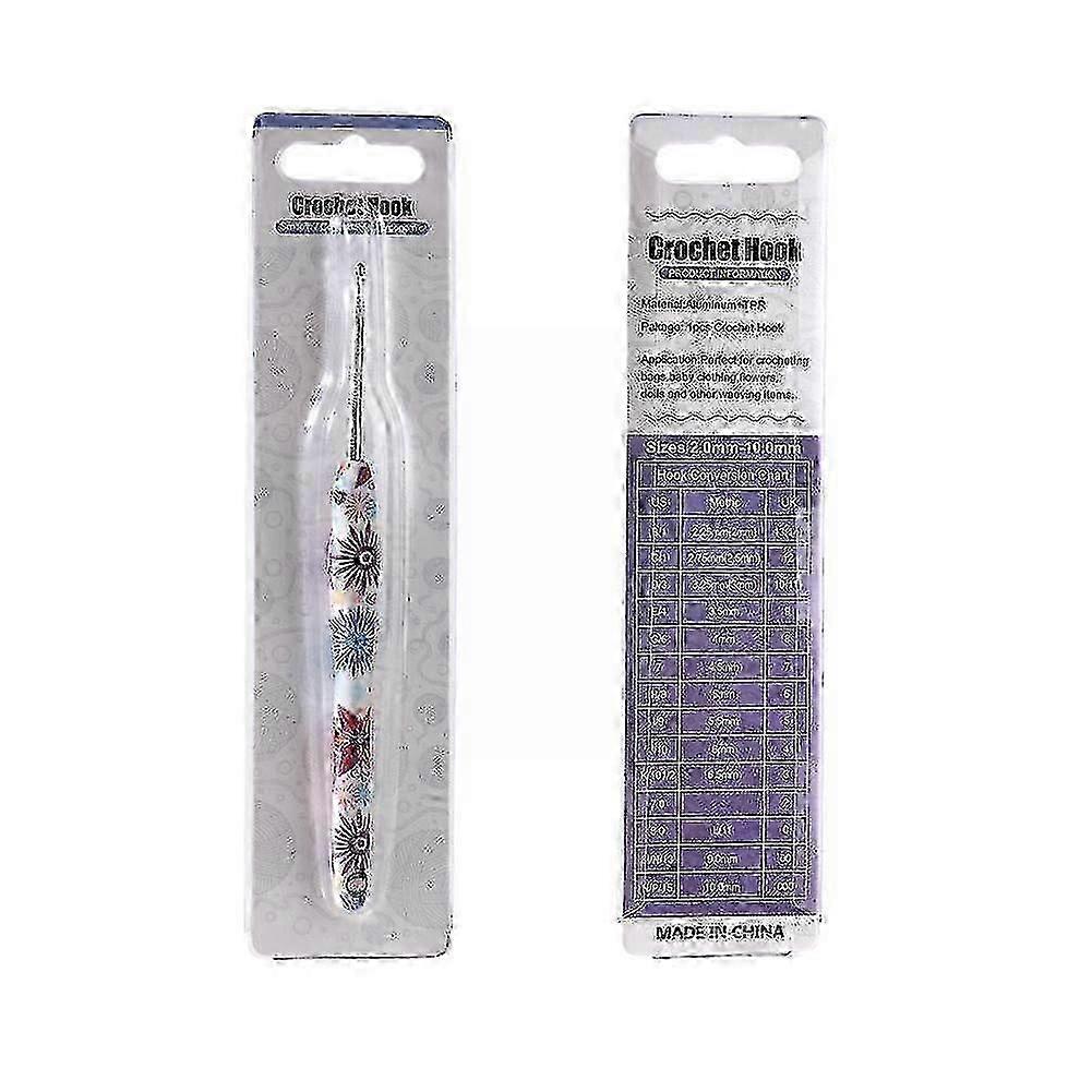 1pc Soft Handle Crochet Hooks Sun Flower Pattern Rubber Grip Extra Long Needles For Beginners Knitting Crocheting