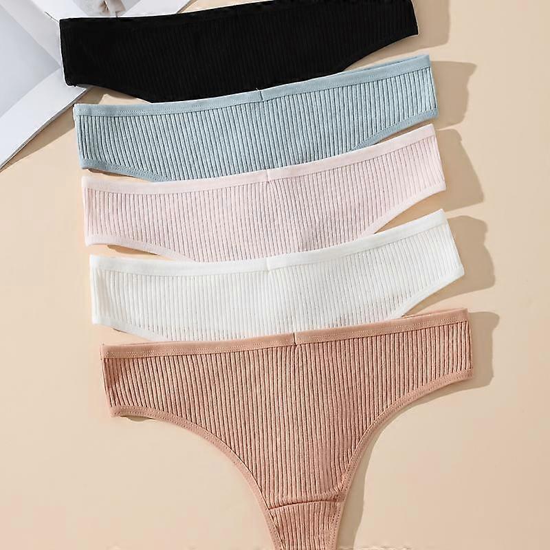 HOTCOM 5-Pack Women’s Seamless Thongs – Mixed Color Minimalist Basic Underwear, Soft Breathable No-Show Panties for Everyday Outfits & Comfo