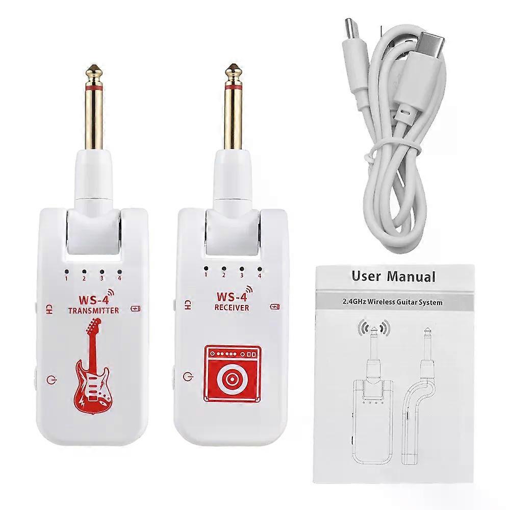 24G Wireless Guitar System Guitar Transmitter Receiver Set for Electric Guitar Bass 48K/16bit Real-time Transmission