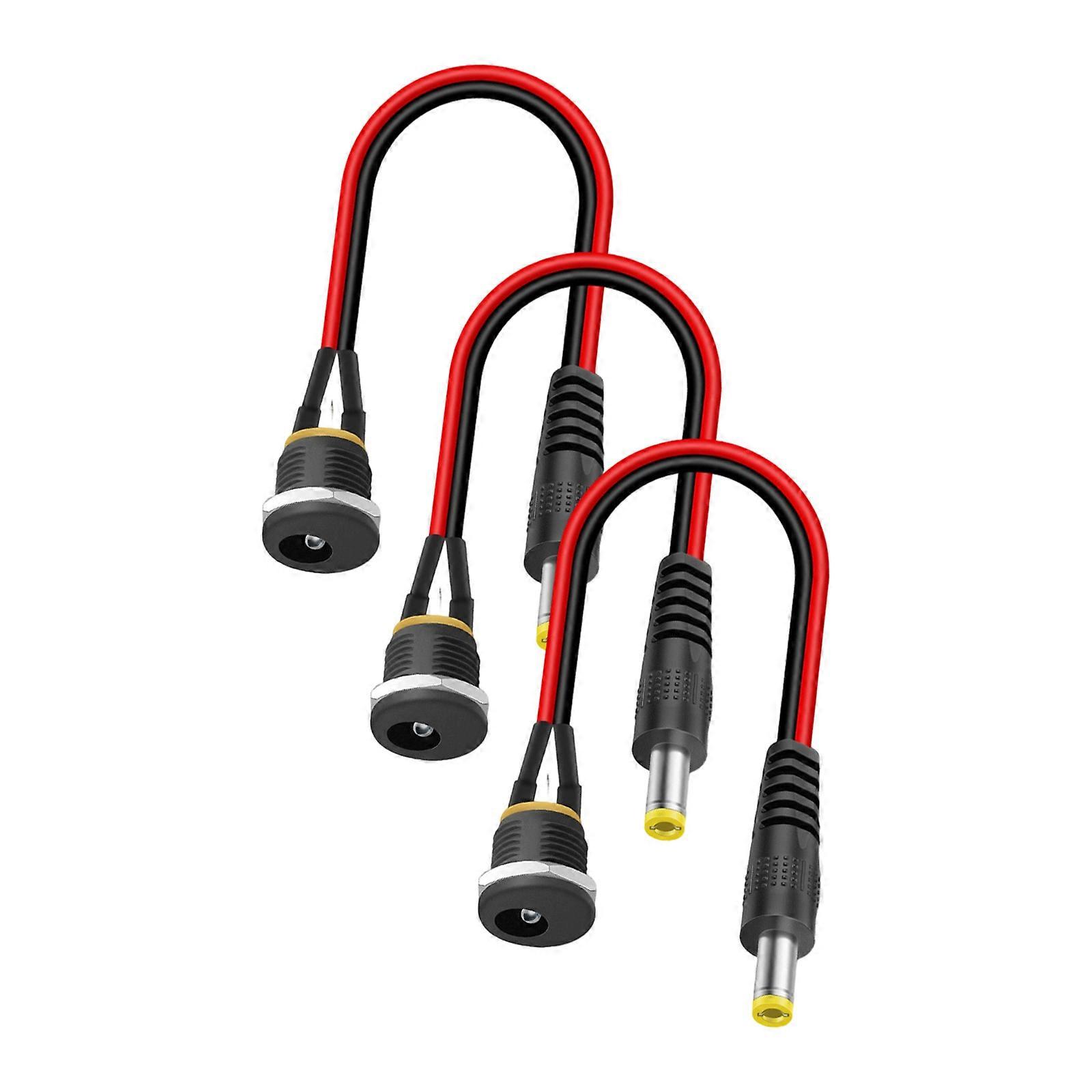 PVC Metal DC5525 Power Socket To Threaded Socket Cable Design For LED Strips Motor Driver Power Module DIY Use Multicolor