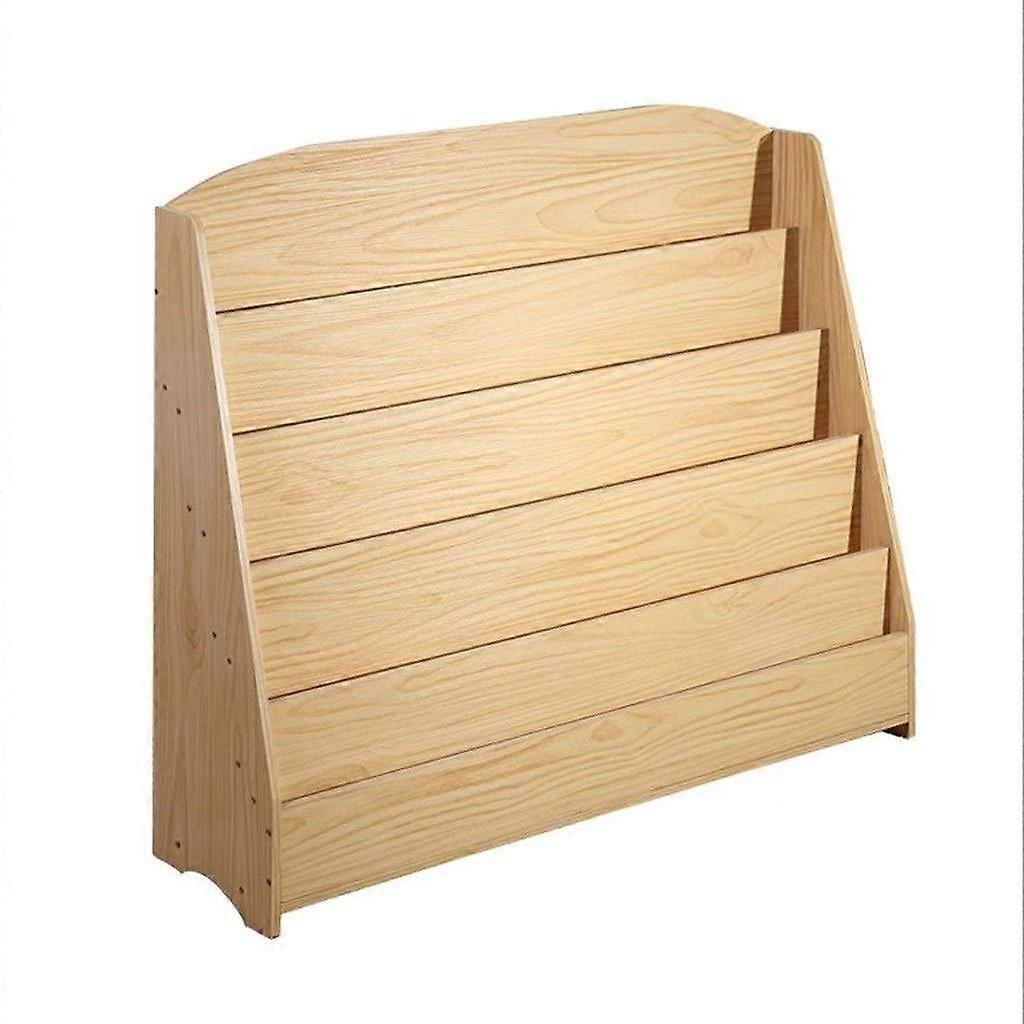 Wooden Bookshelf Bookcase with Magazine Display Rack for Kids Students Kindergarten (Large)