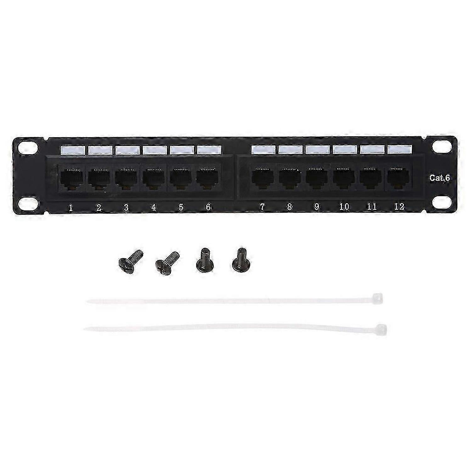 CAT6 Patch Panel Wall-Mount and Rack Mount RJ45 Networking Patch Panel Kit 12