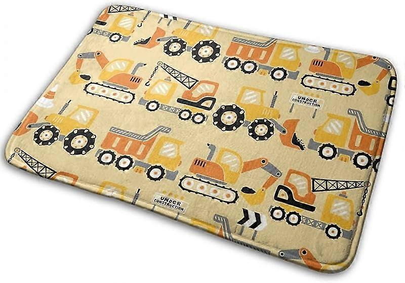 Memory Foam Bath Mat Compatible with Yellow and Gray Carpet Pattern, Non-Slip Rubber Backing, Soft & Machine Washable Lightweight Rug for Bathroom,