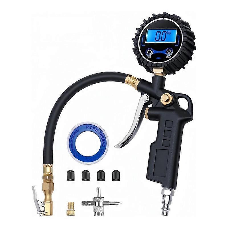 Air Chuck and Compressor Accessories Digital Tire Pressure Gauge and Inflator Large Display with Quick Coupler