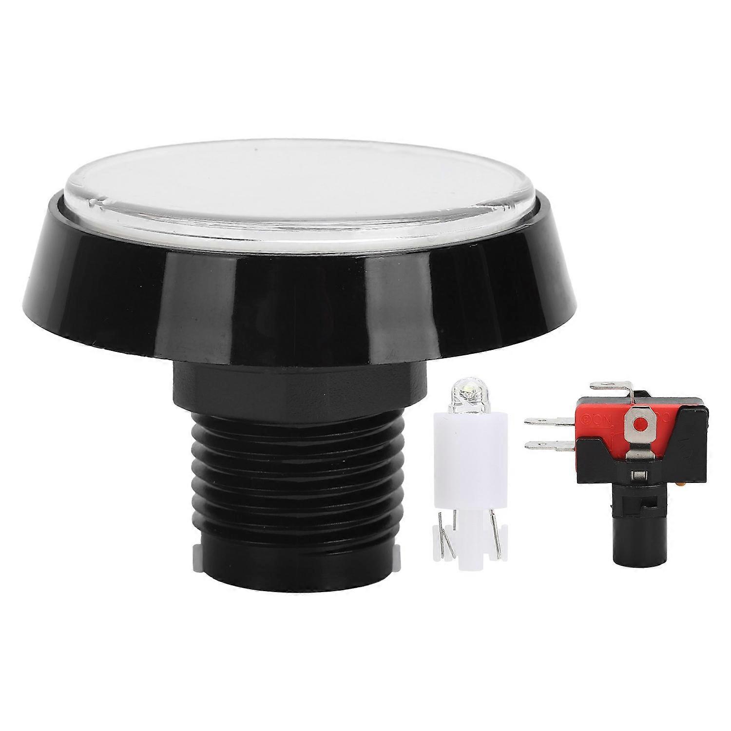 60mm Big Round Flat Button with LED Light 3‑Foot Switch for Crane Machine Game ConsoleWhite