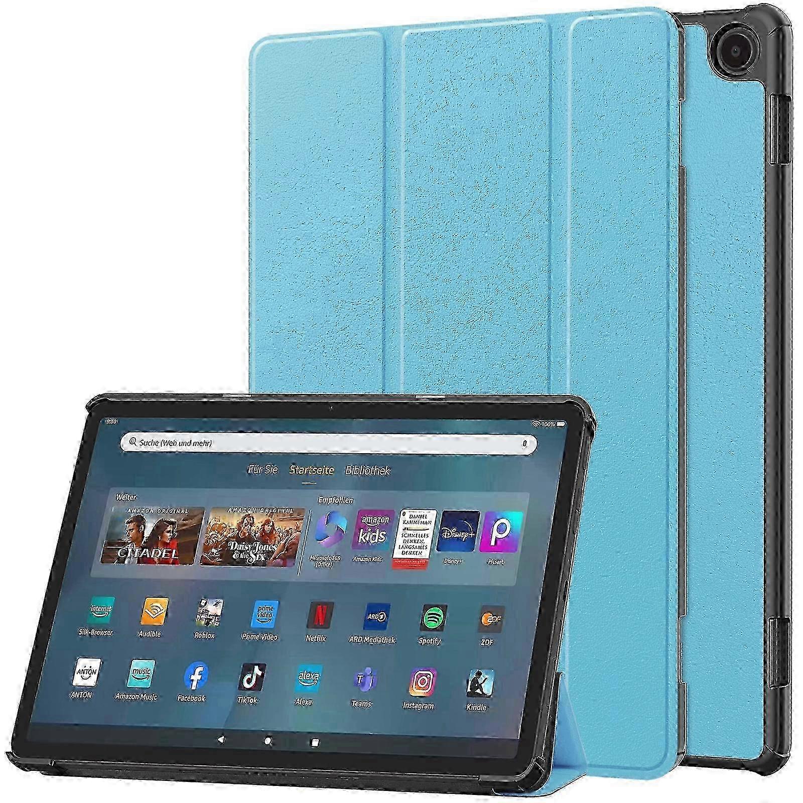 For Amazon Fire Max 11 Custer Pure Color 3-Fold Holder Smart Leather Tablet Case For Amazon Fire Max 11 2025